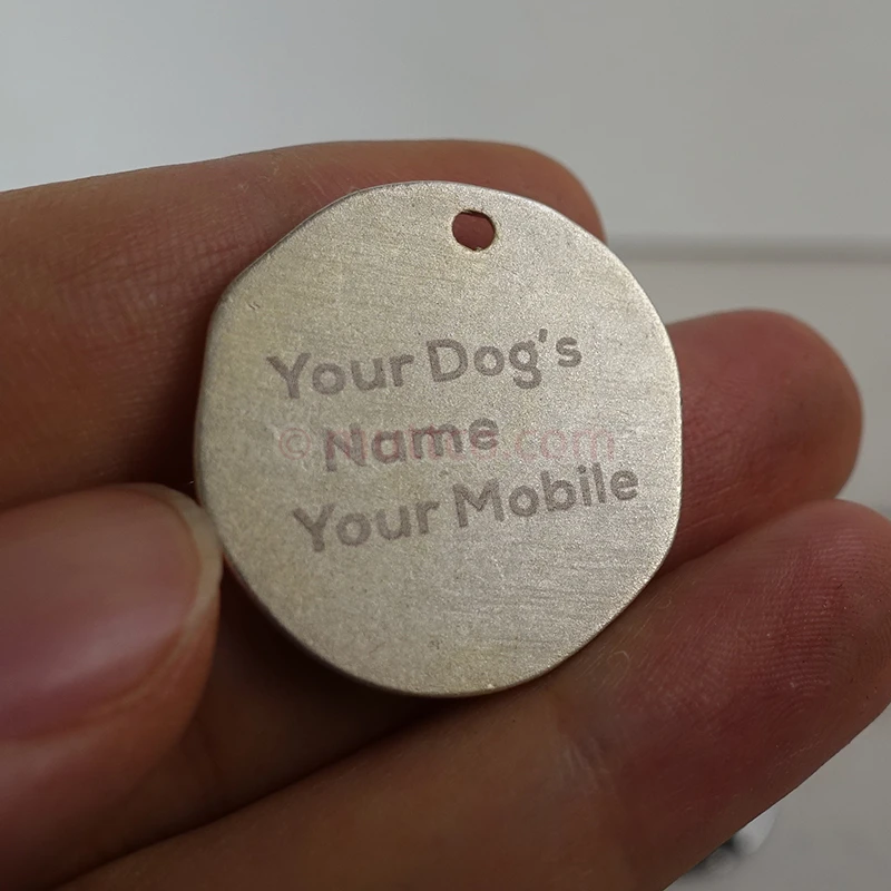 wholesale Laser engraving functional kirsite metal self-design letter engrave lettering round dog id tag carve dogs name & tel