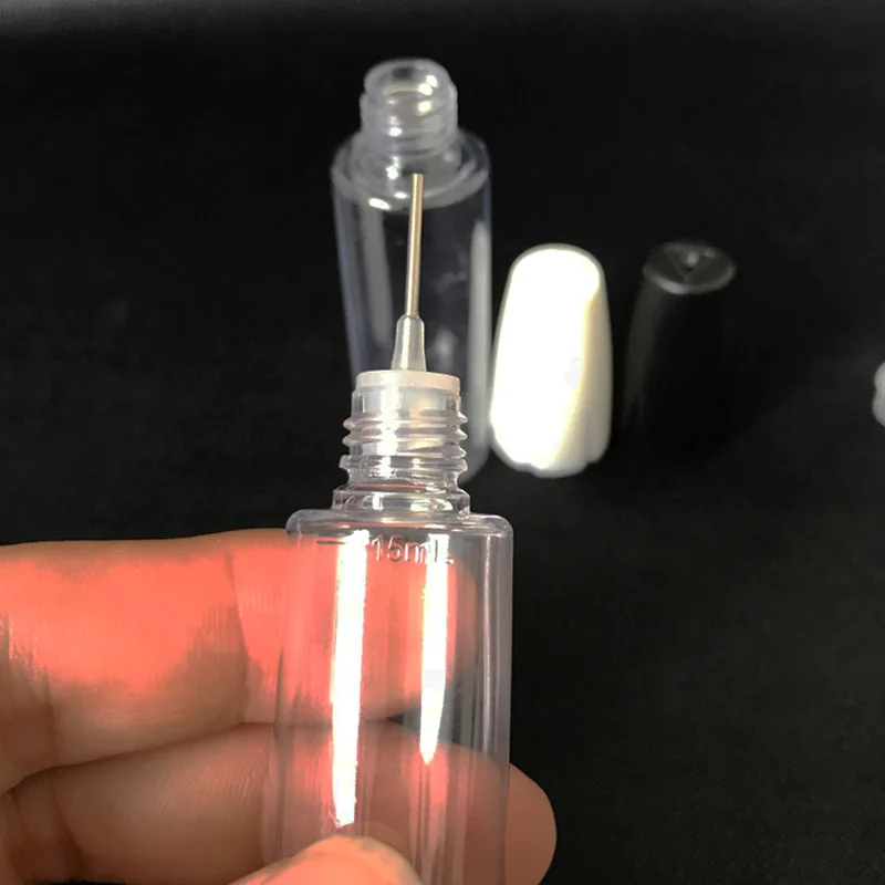 200pcs New Empty PET 10ml 15ml E liquid E juice Refillable Bottles Plastic Dropper bottle with needle tip and childproof cap