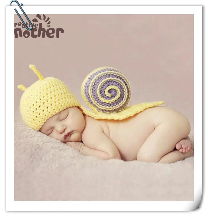 Newborn Photography Props Handmade Crochet Snail Modelling Clothes Baby Cute Photo Shoot Baby Photo Props Accessories Fotografia