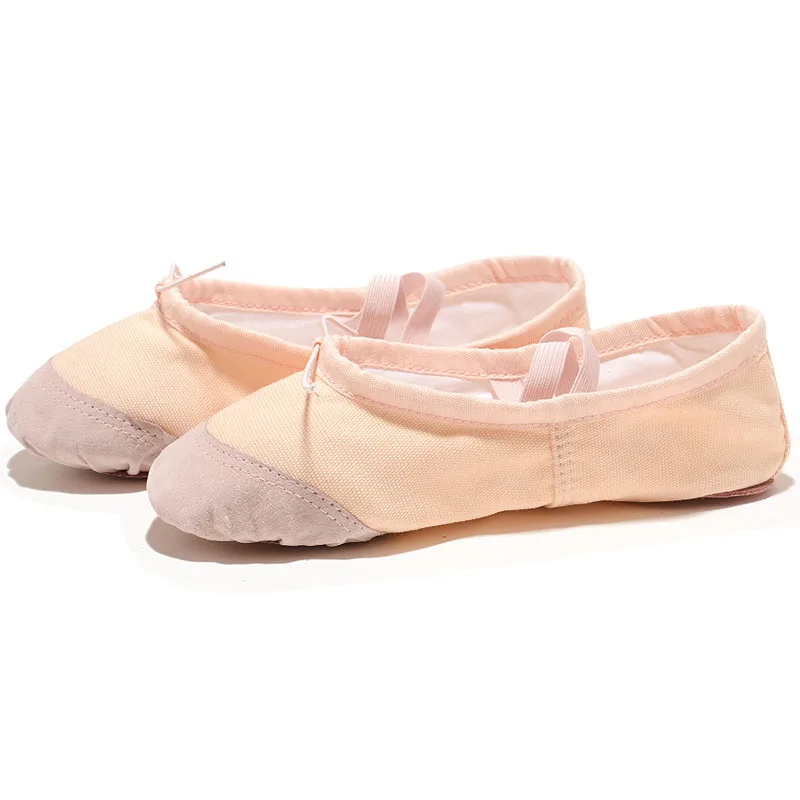 USHINE Leather/Cloth Indoor Exercising Shoes Pink Yoga Practice Slippers Gym Children Canvas Ballet Dance Shoes Girls Woman Kids