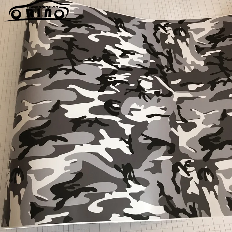 Black White Grey Camo Vinyl Film Snow Camouflage Vinyl Car Wrap Air Bubble Free For Motorbike Car Sticker Decal