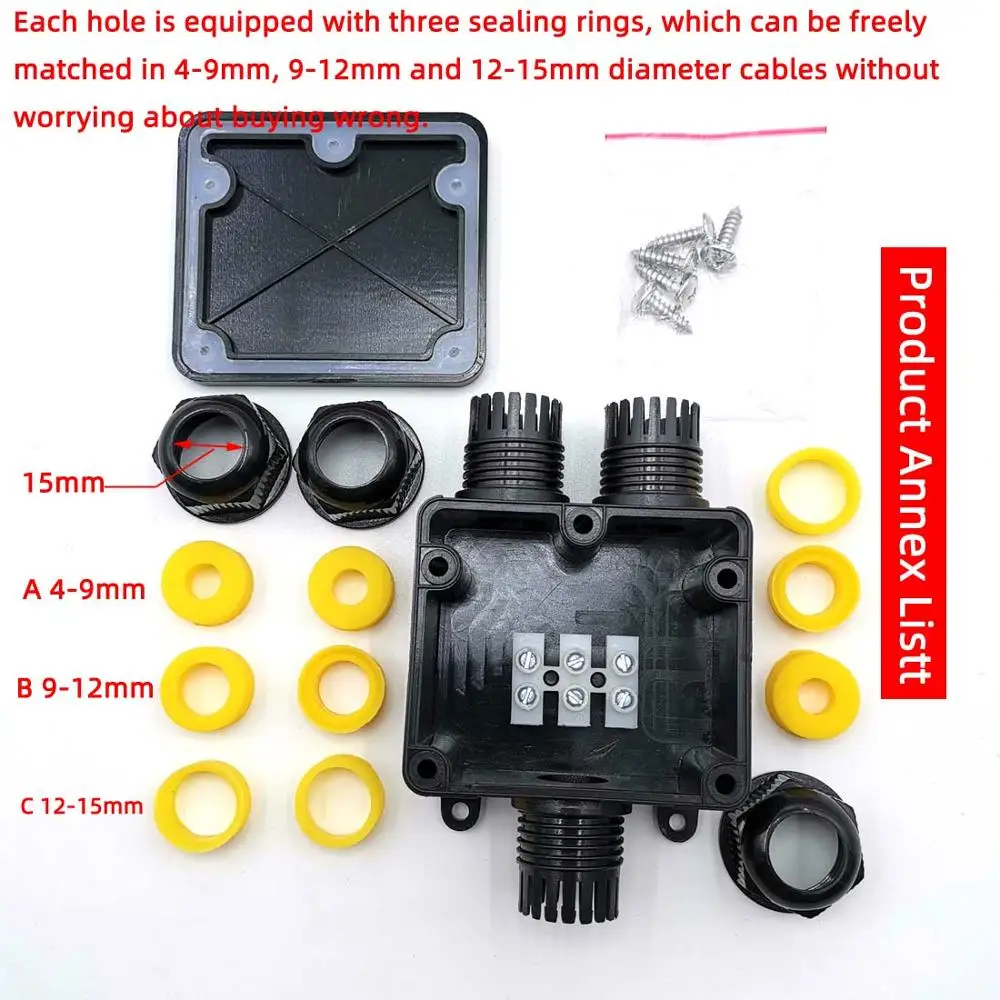 3 Way Plastic Waterproof External Electrical Junction Box Wire Connector IP68 Junction Cable Box for Outdoor External Wiring