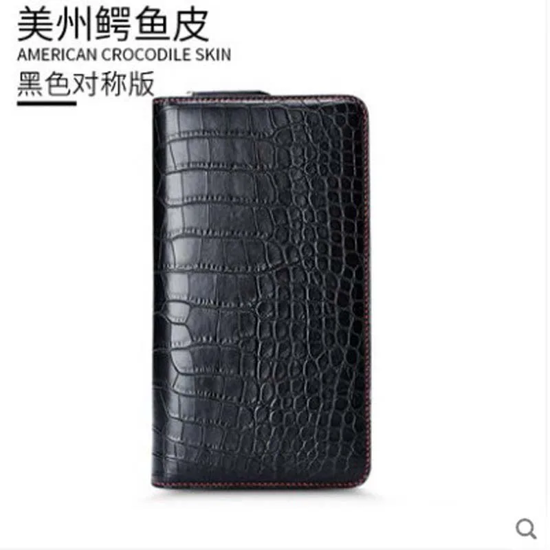 

gete Crocodile leather double zipper men hand bag leather commercial multi-clip zipper clutch bag for men