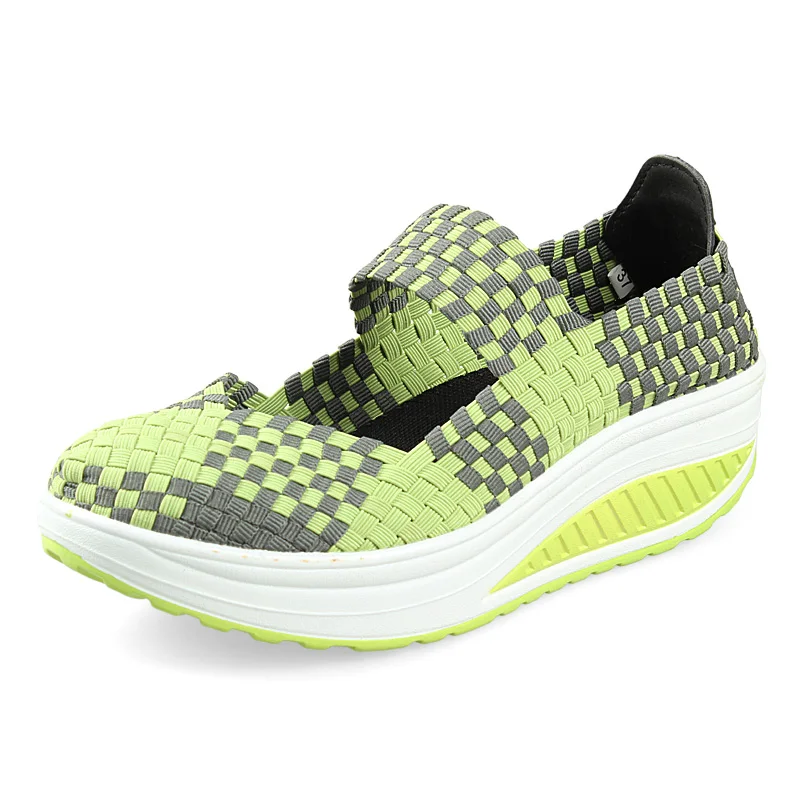 BeckyWalk Summer Women Casual Shoes Women Woven Platform Shoes Breathable Ladies Boat Shoes Woman Mesh Walking Shoes WSH2904
