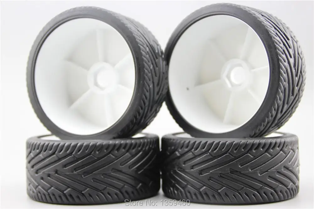 4pcs 1/8 Buggy Tire(Hunter) On Road Tyre 15% Reinforced Nylon Wheel (White)fits for 1/8 Buggy GT XO-1 1/8 Tire 22007+26010