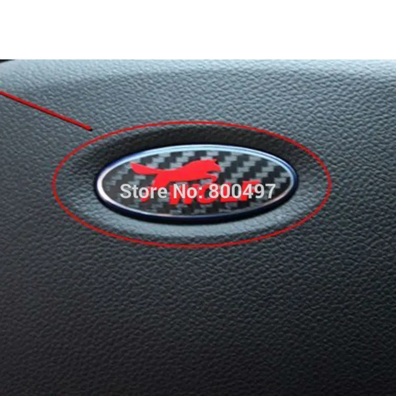 New Car Styling 3D Carbon Fiber Vinyl Steering Wheel Sticker Wolf Logo Decorative Decal for Ford Focus MK1 MK2 MK3 MK4