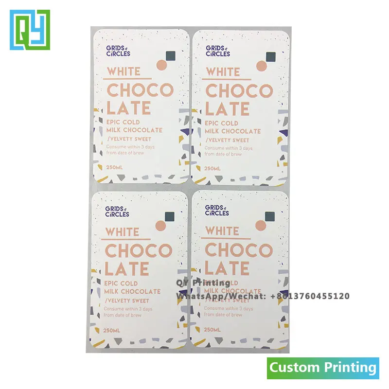 Autocollant pour emballage de lait et chocolat 50x80mm, 1000 pièces, impression personnalisée, Film de stratification mat, nom de marque, étiquette de bouteille de jus, livraison gratuite