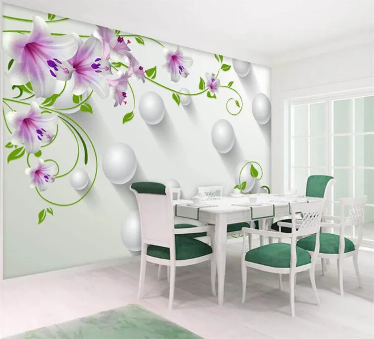 

3D Purple Lilies Flower Mural Photo Wallpapers Roll for Living Room Home Wall Decor Lily Floral Wallpaper Wall 3 d papel pared