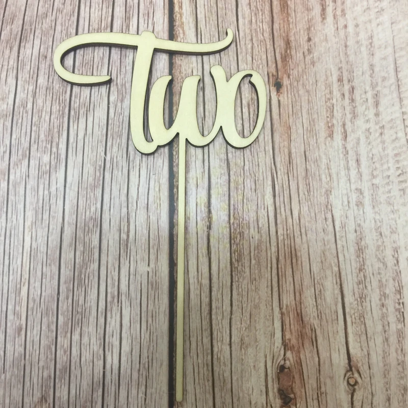 

20pcs laser cut out TWO wood number baby shower cake topper happy birthday wood cake toppers