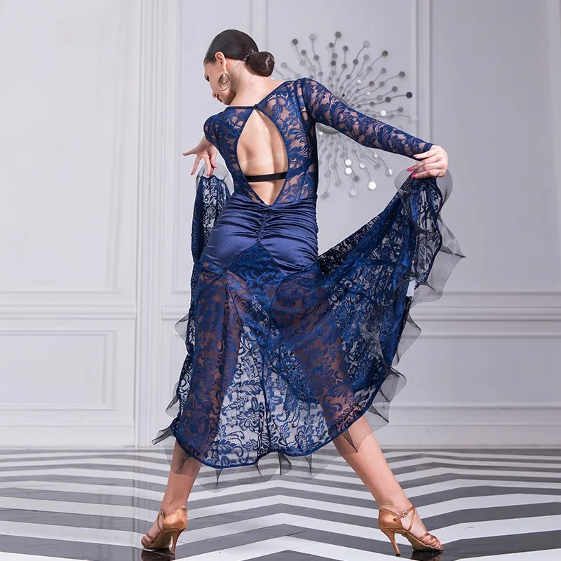 Nero vestito da ballo donna sala da ballo valzer abiti da ballo abiti da ballo moderni costumi di danza flamenco Spagnolo vestito frangia