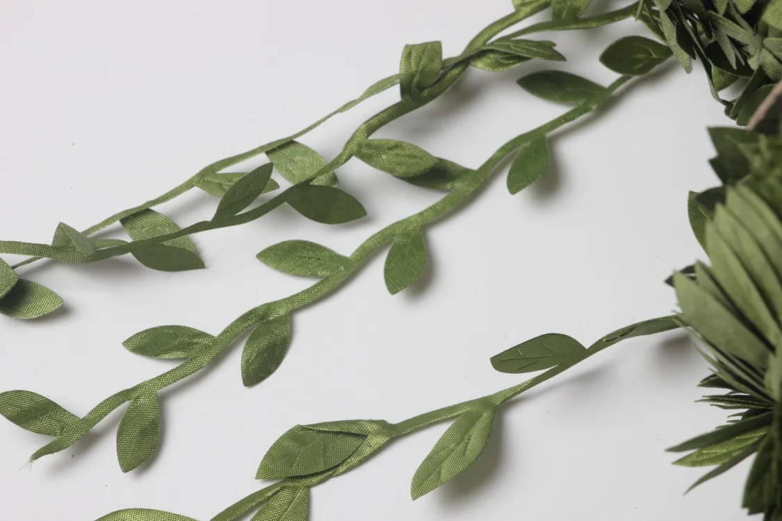 20M decoraciones de boda hoja de caña verde hecho a mano guirnaldas de lana de seda sintética guirnalda de tela