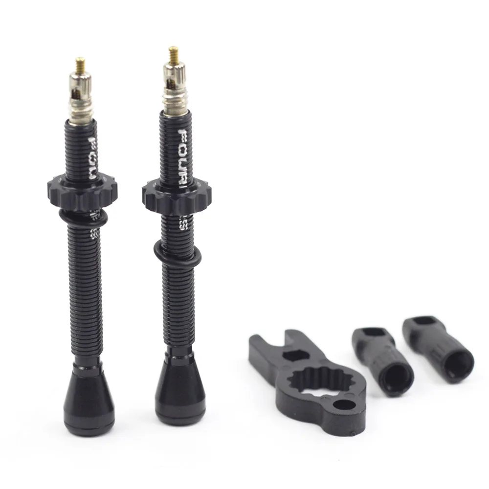 2pcs Fouriers Alloy MTB Road Bike Tubeless Valve Presta Schrader Stems No Tubes Valve with Core Tool AV FV Valves 40mm to 107mm