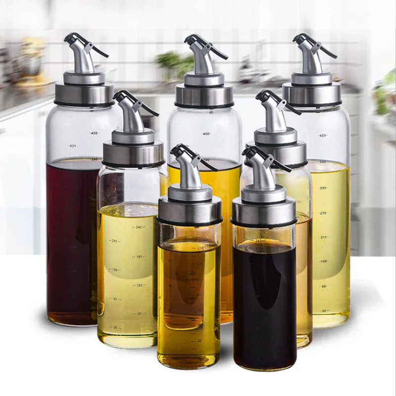 Kitchen Olive Oil Dispenser Cooking Oil Sprayer Glass Vinegar Cruet 6oz 10oz 17oz Olive bottle Vinegar Dispenser Oil Container
