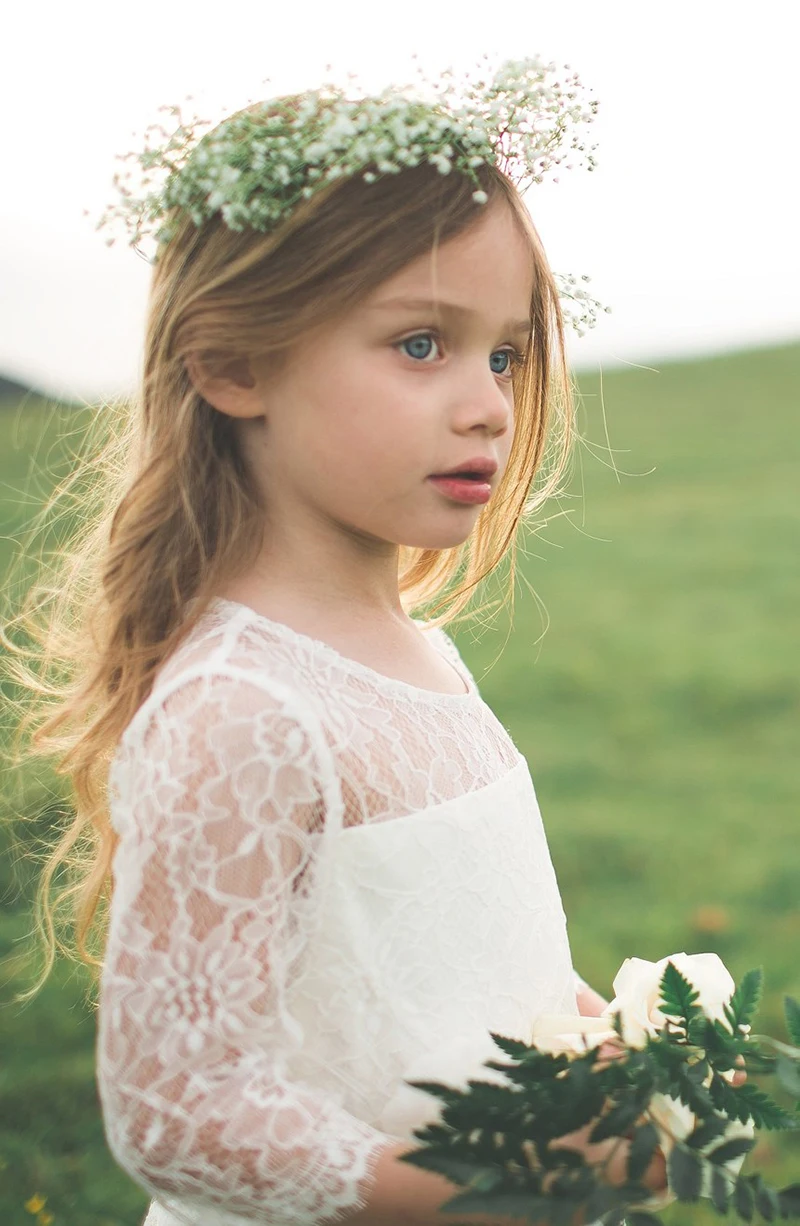 Robes de demoiselle d'honneur courtes en dentelle, demi-manches, encolure dégagée, longueur au genou, fête de mariage, olympiques de princesse pour petit enfant, bébé