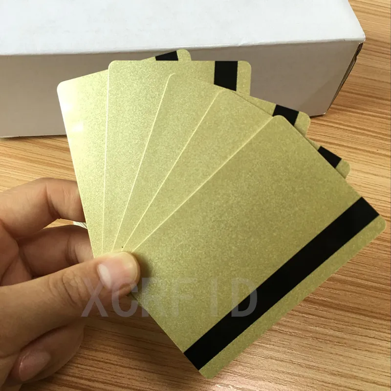 ISO Hi-Co  2750 /3000/ 4000 Oe  Hi co Magnetic Stripe Metal Gold PVC Card  10PCS