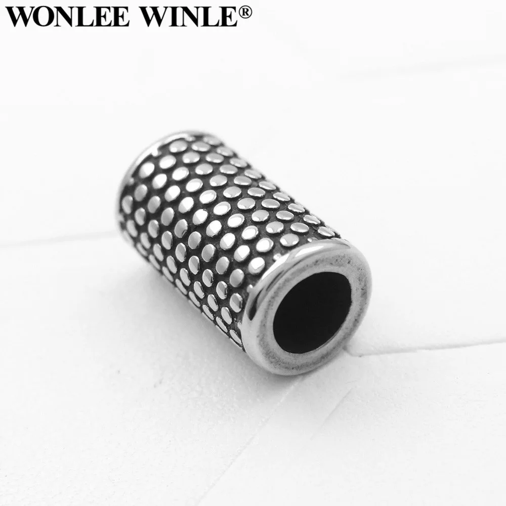 

Wonlee Winle 316L Stainless Steel 6mm Hole Vintage Cylinder Charms Beads For Bracelet Jewelry Making DIY Men&Women