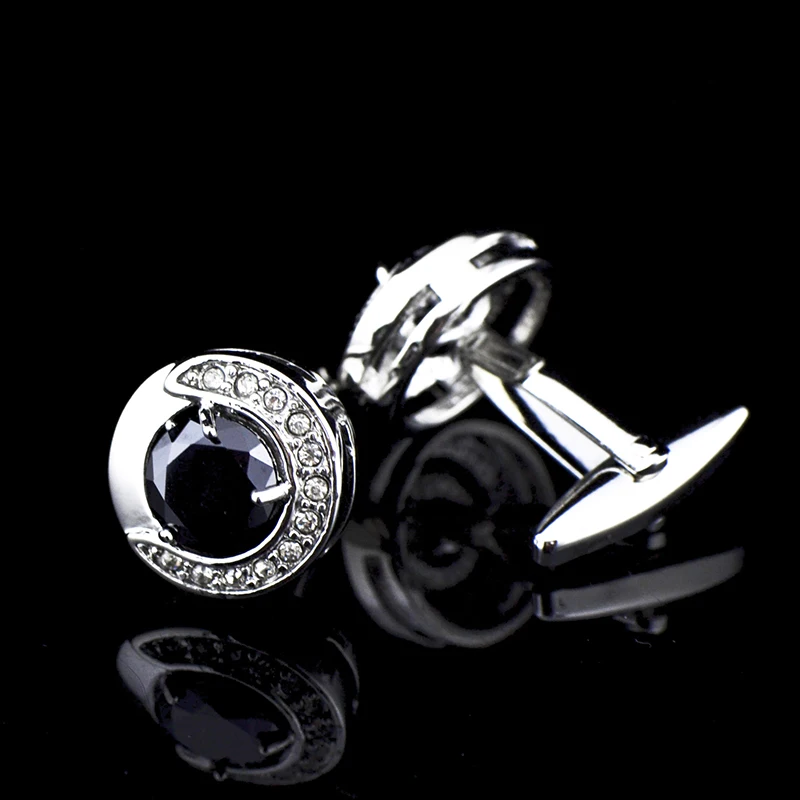 Jewelry french shirt cufflink for mens God\'s Eye Black crystal Cuffs link Button male High Quality Luxury Wedding abotoaduras