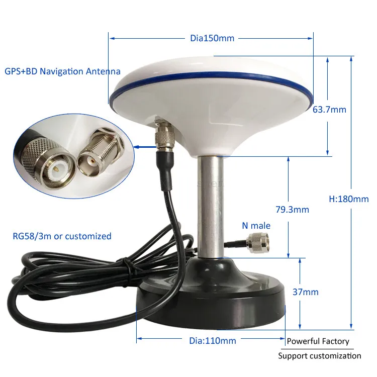 External Waterproof Marine satellite dish Antenna Active Gps BD Glonass Combo Navigation Antenna