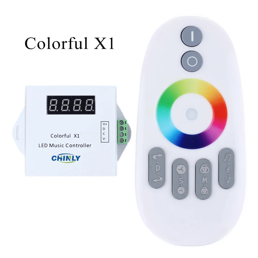 LED Digital Music Controller with RF Touch Remote DC5V-24V Input WS2811/WS2812B/WS2813/USC1903 Control Max 600/ 1000 Pixels