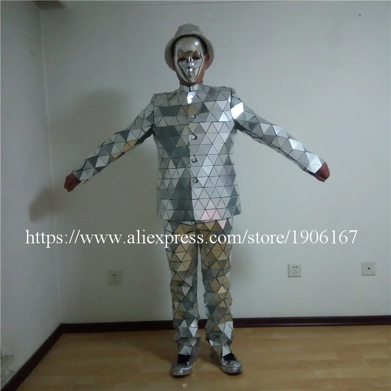 

Fashion Mirror Clothing Event Party Supplies Mirror Robot Suit Dazzling Costume Men Reflective Stage Performance Clothes