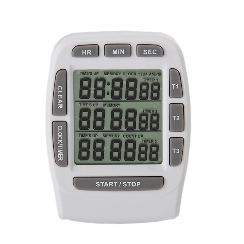 Digital Smart Cooking Tools HourTimers Count Down Up Clock Timer Large LCD 3 Channel Digital Timer,Count Down Up Timer