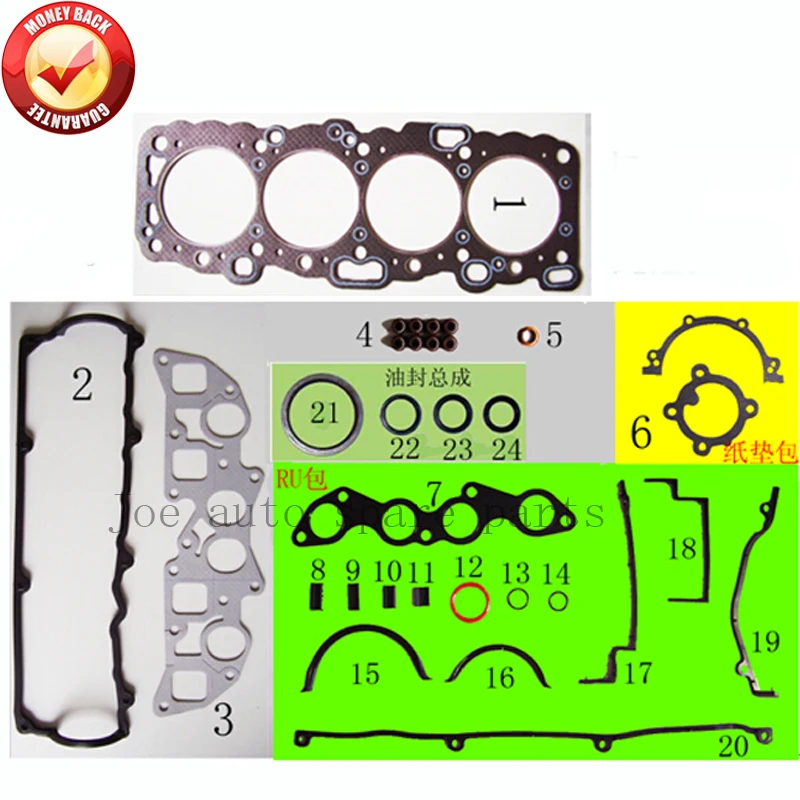 CD20 CD20T Engine complete Full Gasket Set kit for Nissan Primera/Pulsar/Almera 2.0L 1974cc 51008100 10101-74N25 10101-74N28