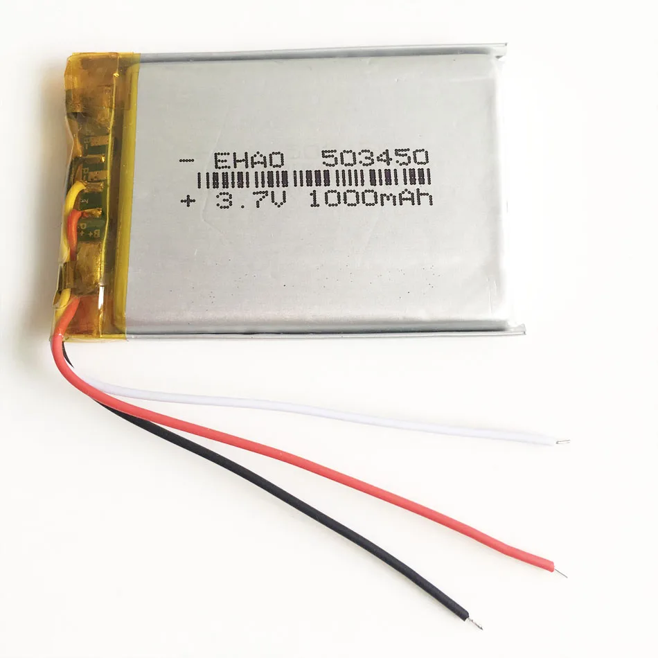 10 szt. 3.7V 1000mAh litowo-polimerowa LiPo akumulator 503450 3 przewody do Mp3 DVD PAD kamera do rejestracji wideo telefon komórkowy Speake