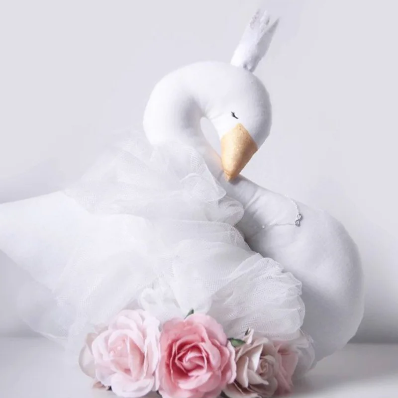 Cute Golden Crown Swan Plush Toy Animal White Pink Goose Swan Flamingo Stuffed Plush Doll Appease Baby Toy Room Decoration Gift