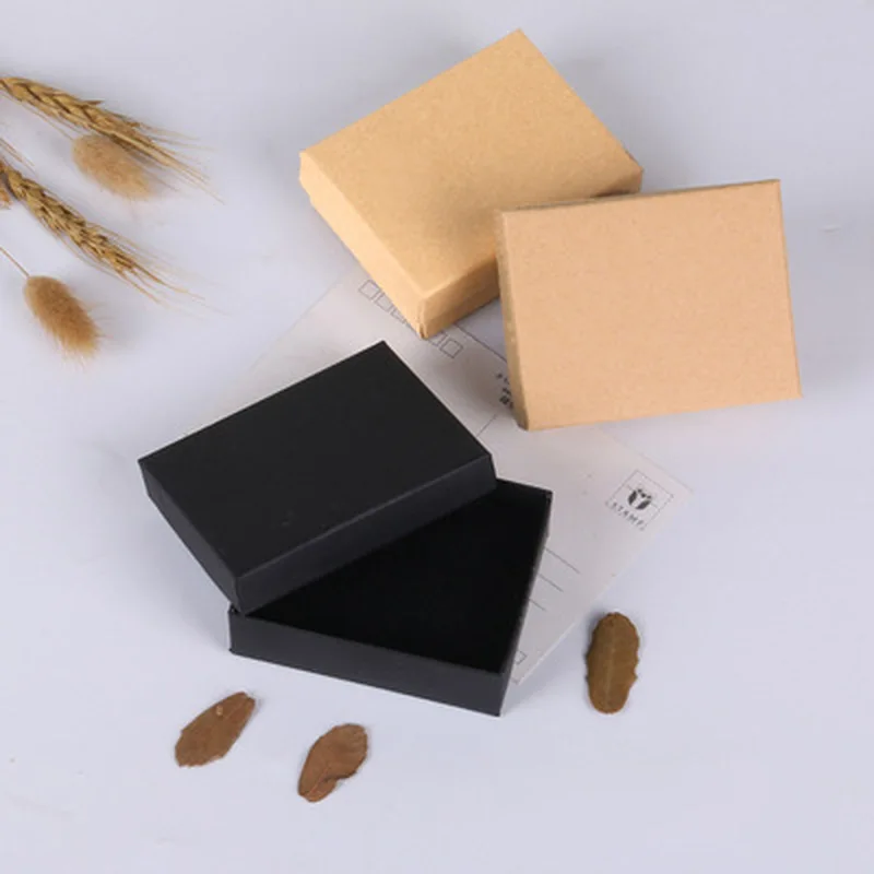 24pcs/lot 7cmx9cm Kraft Paper box Kraft Cardboard Gift Box for Necklace Ring Soap Pendant Can Personalized Packaging Case