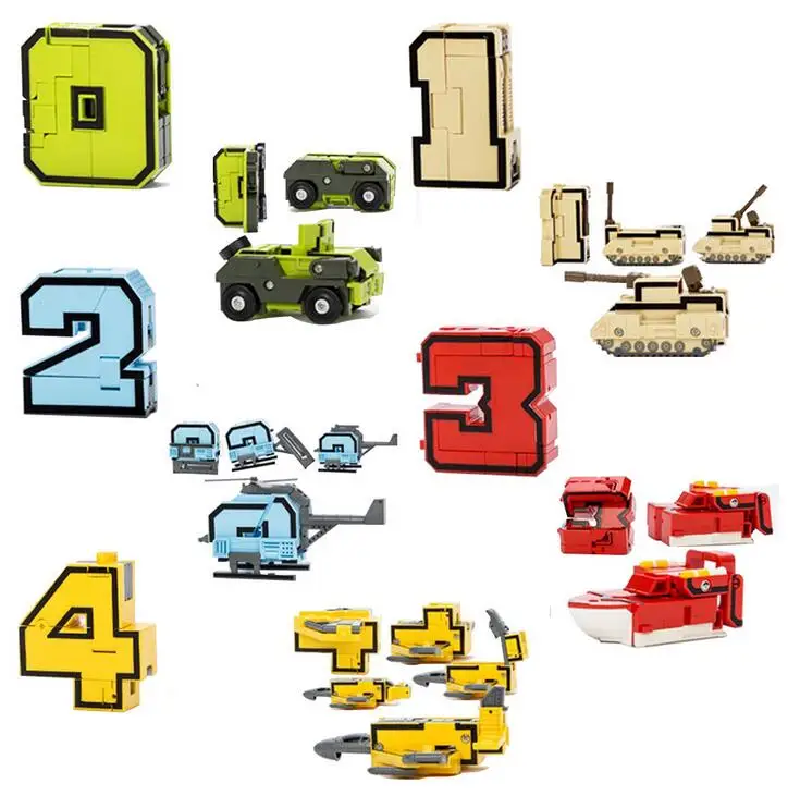 10Pcs Creative Transformation Number Robot Assembling Educational Blocks Action Figure Number Robot Deformation Robot Toy