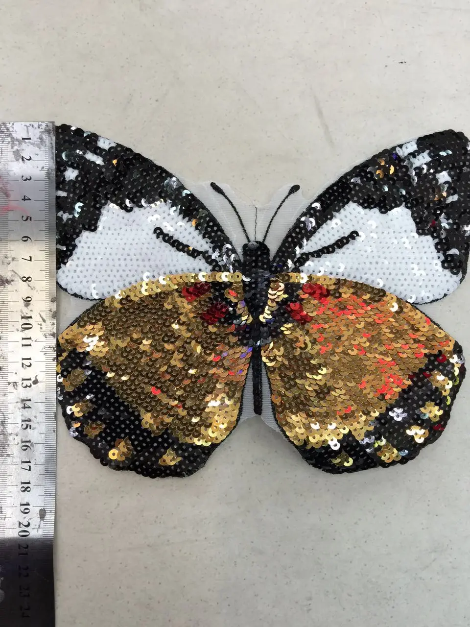 Butterfly sequined applique embroidered sew on patch vintage applique patch