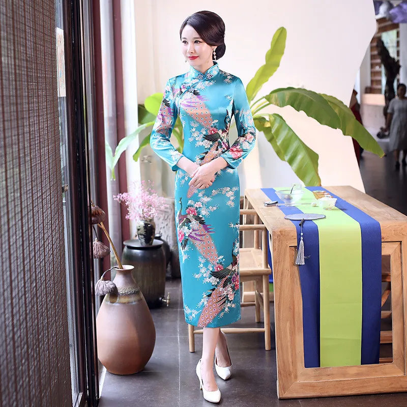 Plus Size XXXL Women Classic Cheongsam Rayon Floral Elegant Evening Party Dress Traditional Mandarin Collar Chinese Qipao