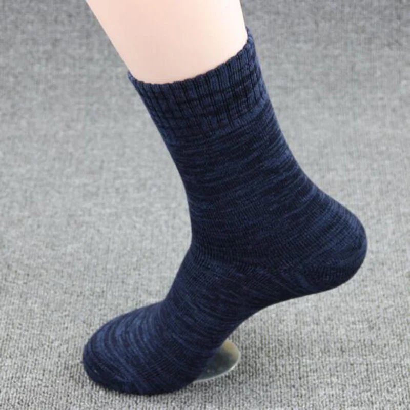 New Hot 1Pair  Warm Winter Thick Cotton Socks Men Towel Socks Cosy Solid Stitching Color Casual In Tube Socks Male Random Color