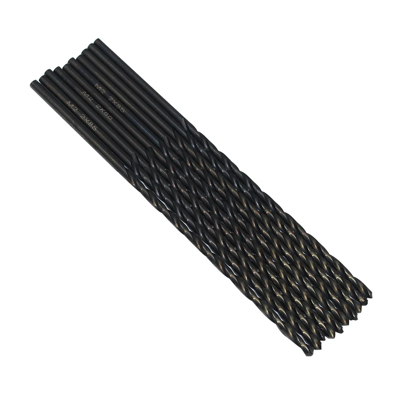 10 Pcs M2 2 Mm Presisi Penuh Grinding Lurus Betis Memutar Bor Bor Khusus Logam Baja Kecepatan Tinggi pelat Baja Bor Sedikit