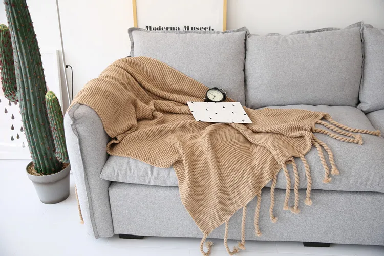 Drop ship 2018 new Casual Dệt Kim Chăn với Tassel Nhà Trang Trí Màu Hồng Ném Chăn đối Sofa Bed Bìa Thảm Phủ Bedpread