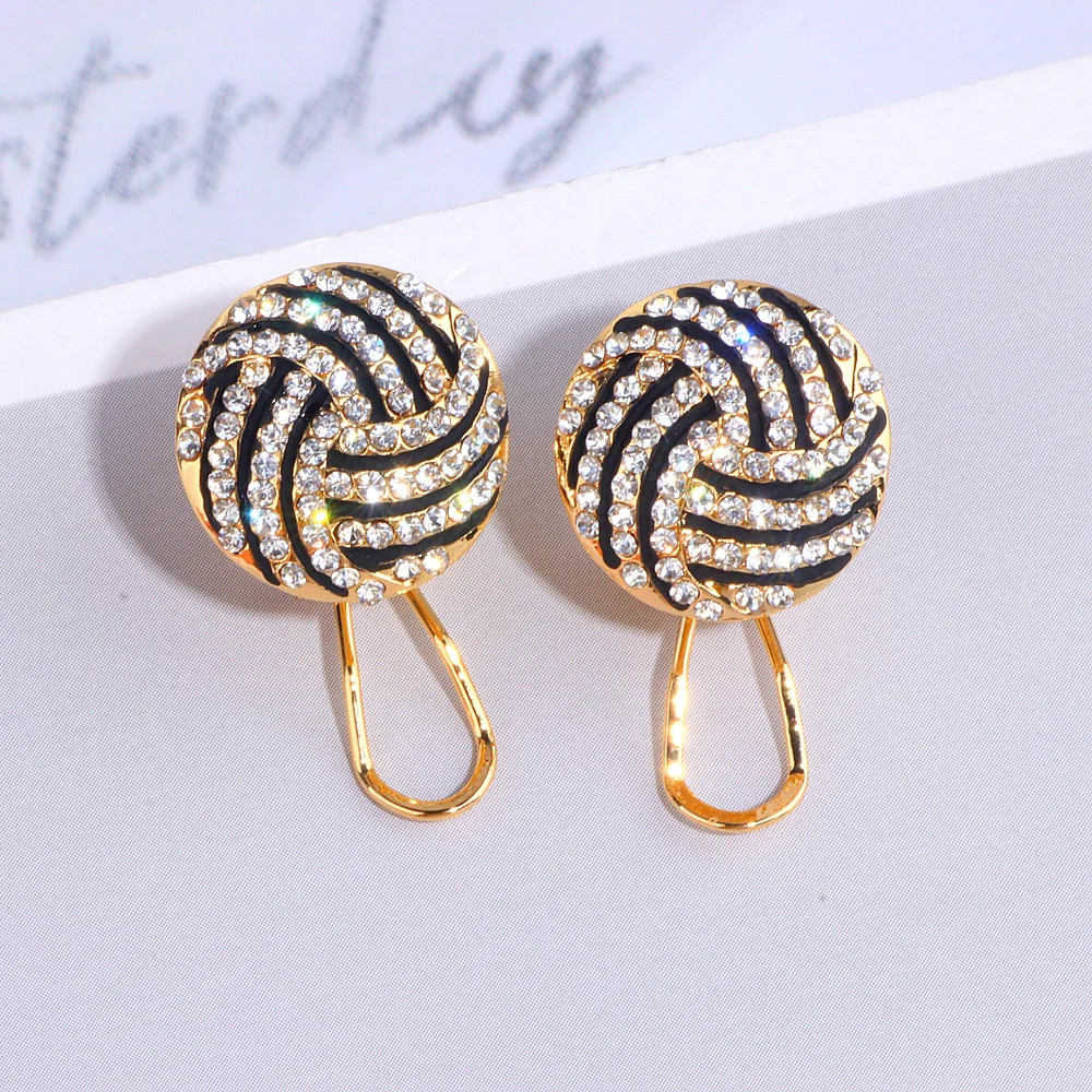 Trendy Element Gold Color Round Stud Earrings for Women Charm Shining Full Crystal Circle Earrings Wedding Jewelry Gift WX238