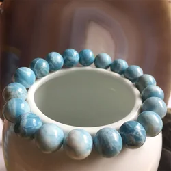 Genuine Gemstone Undyed Larimar Ocean Sea Bracelet 6/8/10/12MM Marine Natural Gem Stone Bead Healing Power Energy Jewelry