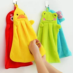 Serviette de séchage des mains en microcarence pour enfants, joli dessin animé, tissu en peluche doux pour enfants, serviette suspendue absorbante, lingette de bain pour la cuisine