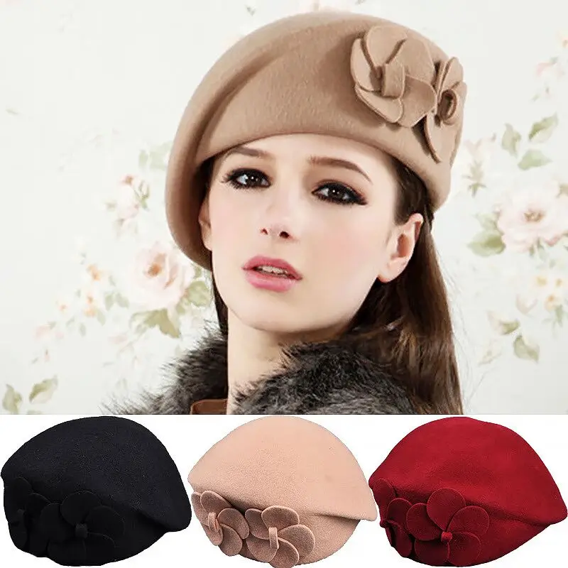 2018 Hot Female Cute British 100% Wool Felt Beret Hat Women French Lady Artist Flat Cap Bow Boina Feminino Hats For Girls Gift