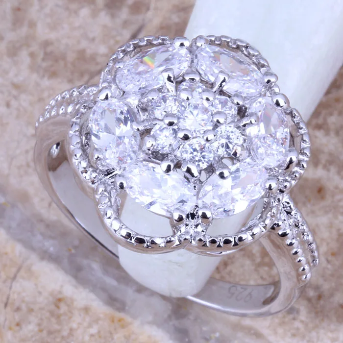 Gallant White CZ Silver Plated  Women's Jewelry Ring Size 6 / 7 / 8 / 9 R0404