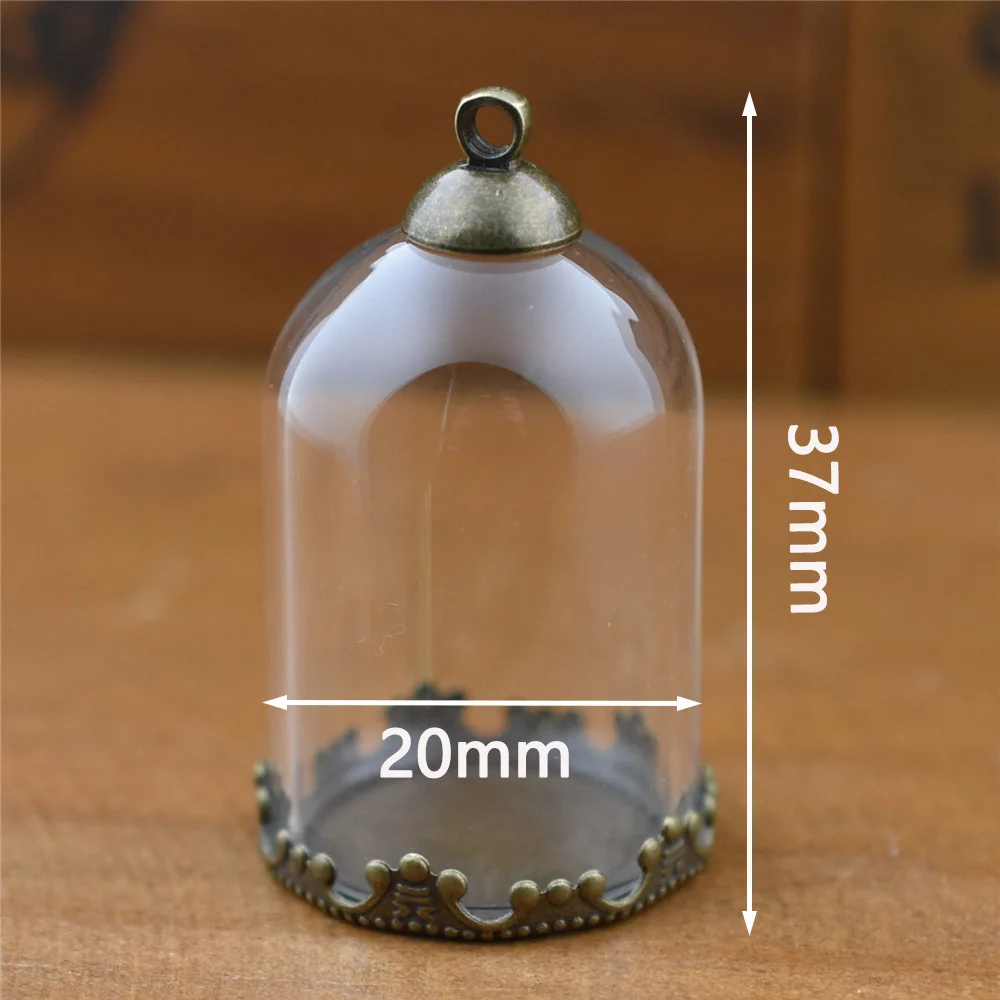 10pcs 30*20mm Hollow Tube Glass Bottle Setting Base Beads Cap Set Glass Pendant Glass Bottle Jewelry Findings Accessories DIY