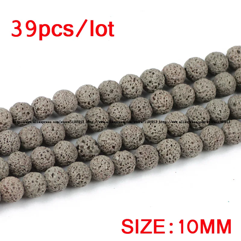JHNBY رمادي الحمم الخرز الحجر الطبيعي الصخور البركانية أعلى جودة جولة فضفاض الخرز الكرة 4/6/8/10/12 مللي متر مجوهرات سوار جعل DIY #4