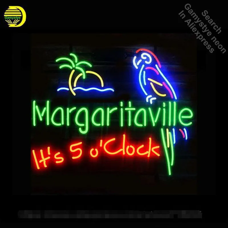 Fashion Neon Sign MARGARITAVILLE JIMMY Handcrafted Real Glass Lamp Neon Light Neon Sign Beerbar Sign Neon Beer Sign 24X20 Custom