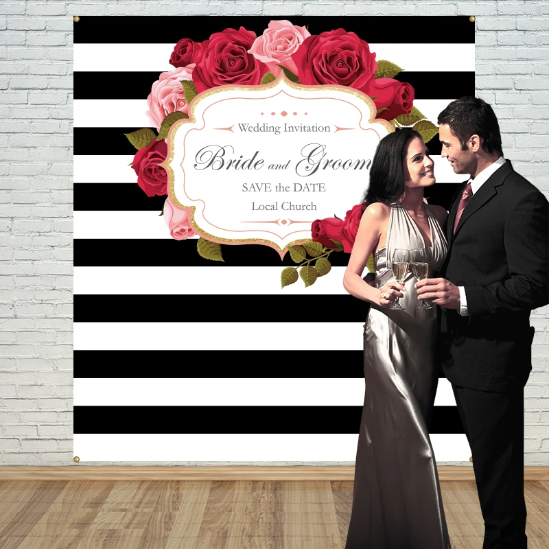 Allenjoy wedding rose backdrops Step and Repeat Background photobooth Anniversary party banner Invitation celebration customize