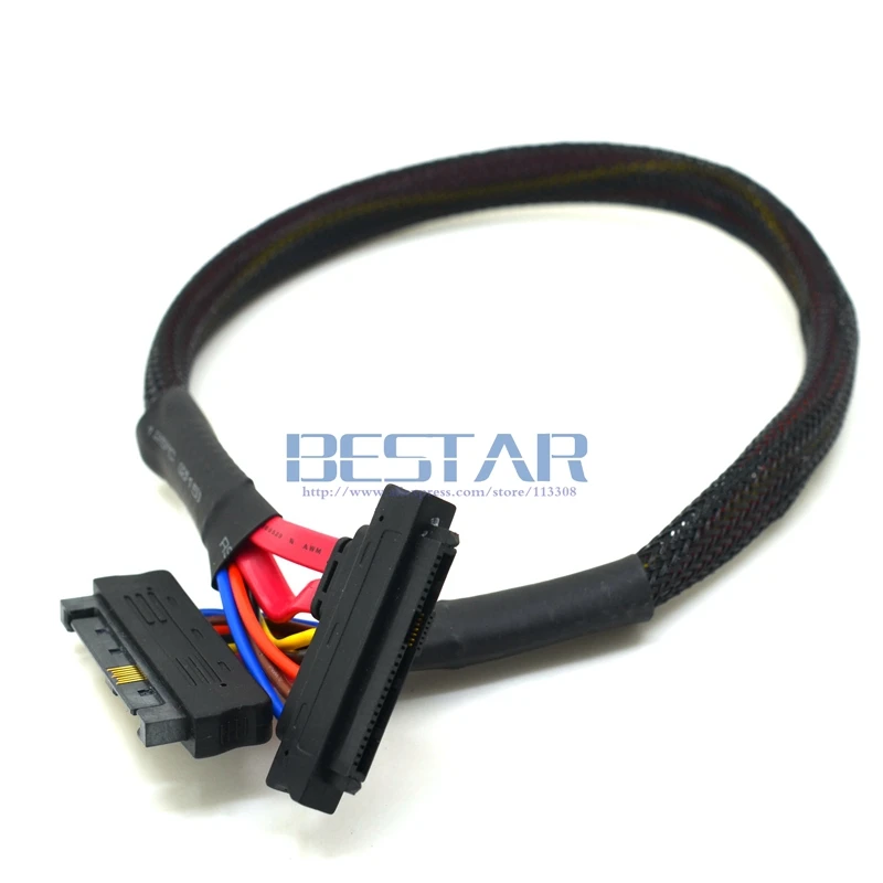 SFF-8482 SAS Hard Disk drive Kabel Ekstensi Laki-laki Untuk Kabel 29Pin SAS SFF-8482 Perempuan 0.5 m 50 cm