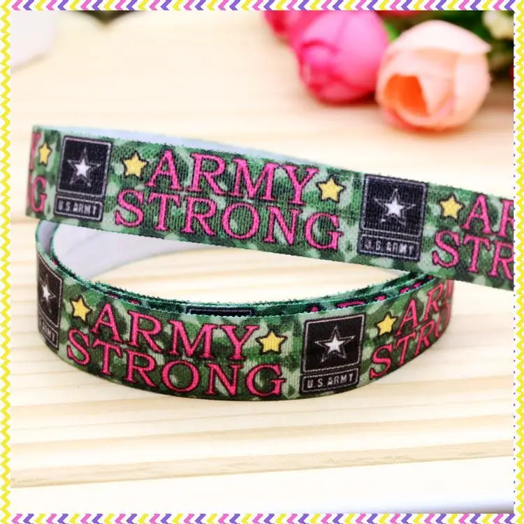 5/8 inch  Elastic FOE army strong printed headband headwear diy hair band wholesale OEM H4069