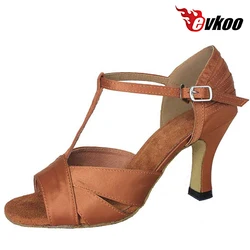 Evkoodance Customsize Sale Tan And Black 6 Cm Or 8cm Latin Dance Shoes For Ladies Handmade Factory Price Salsa Shoes Evkoo-265