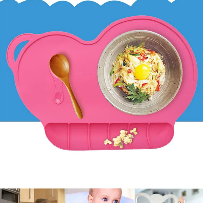 4 Colors Baby Silicon Plate Sucker Slip-resistant One Piece Baby Silicone Placemat Bowl Waterproof Kid Dinner Plate Tableware