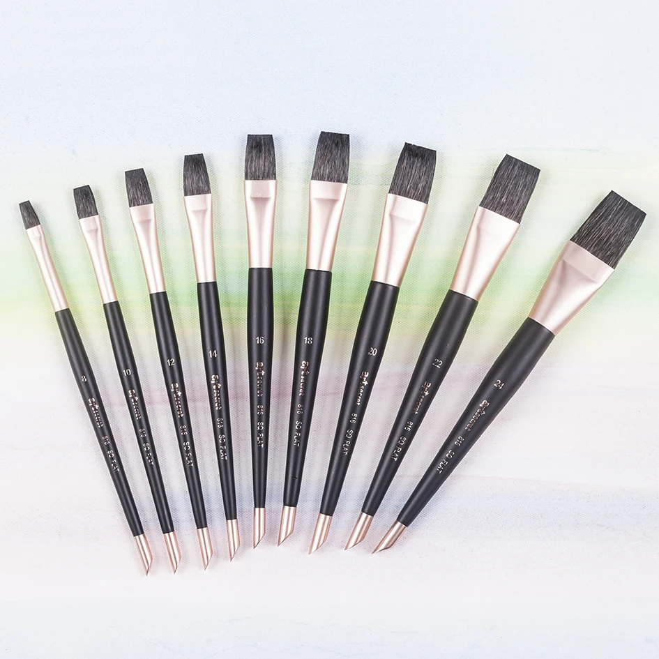 Artsecret 816F High Quality Squirrel Hair Wooden Handle Art Artistic Painting Brushes For Watercolor Drawing