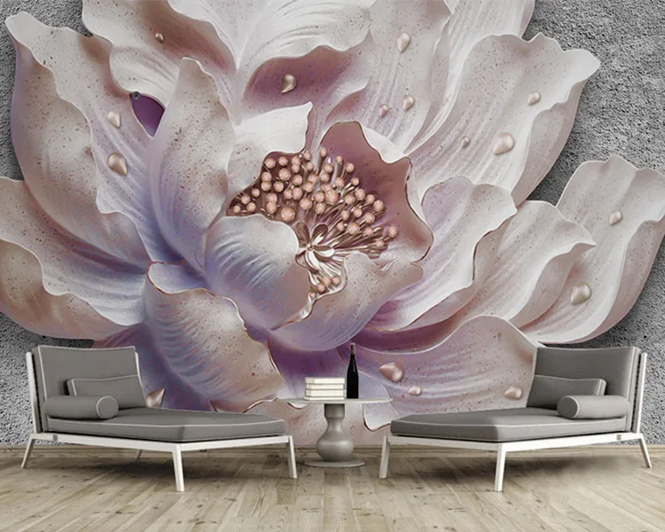 

Custom Mural Wallpaper 3D Stereoscopic Relief Peony Jewelry Flower Wall Painting Study Bedroom Living Room Decor Photo Wallpaper